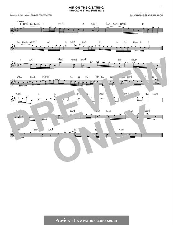 Aria (Printable Scores): Version for any instrument by Johann Sebastian Bach