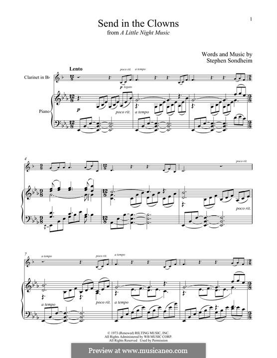 Send in the Clowns (from A Little Night Music): For clarinet and piano by Stephen Sondheim