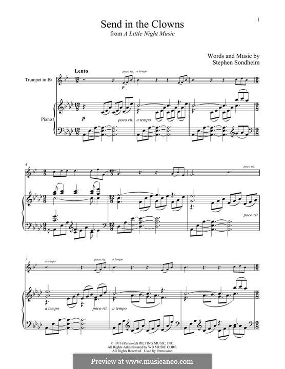 Send in the Clowns (from A Little Night Music): For trumpet and piano by Stephen Sondheim