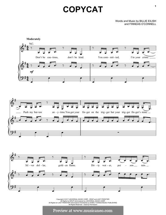Copycat: For voice and piano (or guitar) by Finneas O'Connell, Billie Eilish