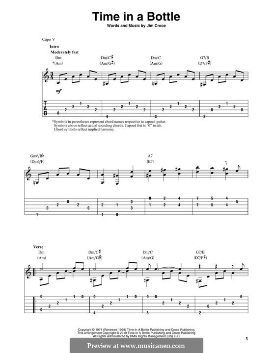 Time in a Bottle: For guitar with tab by Jim Croce