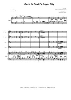 Once in Royal David's City: For brass quartet and piano - alternate version by Henry John Gauntlett