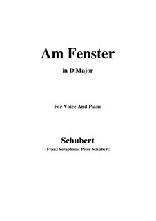 Am Fenster (At the Window), D.878 Op.105 No.3: For voice and piano (D Major) by Franz Schubert