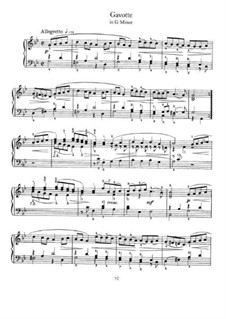 Gavotte in G Minor: For piano by Johann Sebastian Bach