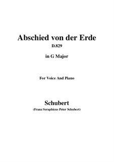 Abschied von der Erde (Farewell to the Earth), D.829: G Major by Franz Schubert