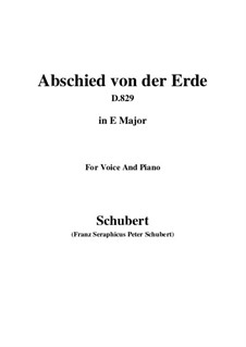 Abschied von der Erde (Farewell to the Earth), D.829: E Major by Franz Schubert