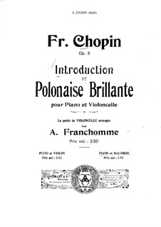 Introduction and Polonaise Brilliant in C Major, Op.3: Score for two performers by Frédéric Chopin