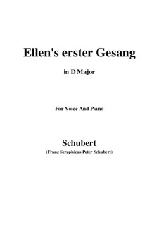 Ellen's Song I, D.837 Op.52 No.1: For voice and piano (D Major) by Franz Schubert