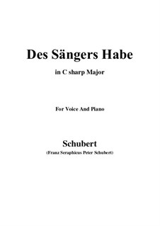 Des Sängers Habe (The Minstrel's Possessions), D.832: C sharp Major by Franz Schubert