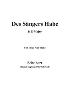 Des Sängers Habe (The Minstrel's Possessions), D.832: D Major by Franz Schubert