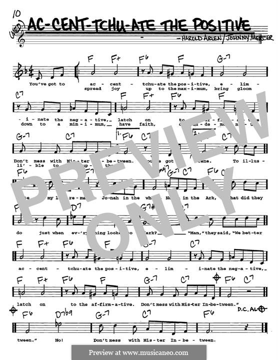 Ac-cent-tchu-ate the Positive: Melody line by Harold Arlen