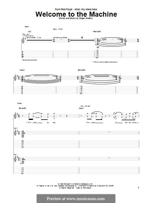 Welcome to the Machine (Pink Floyd): For guitar with tab by Roger Waters