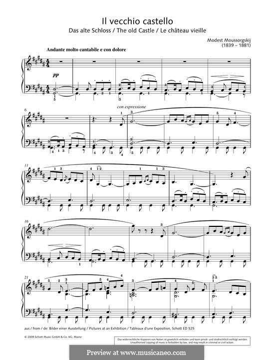 Promenade, No.2 The Old Castle: For piano by Modest Mussorgsky