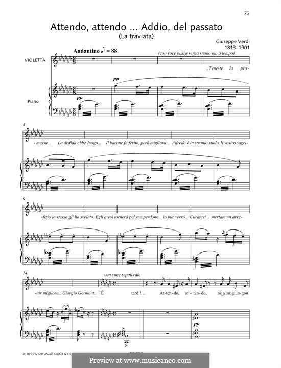 Addio del passato: For voice and piano by Giuseppe Verdi