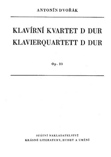Piano Quartet No.1 in D Major, B.53 Op.23: Full score by Antonín Dvořák