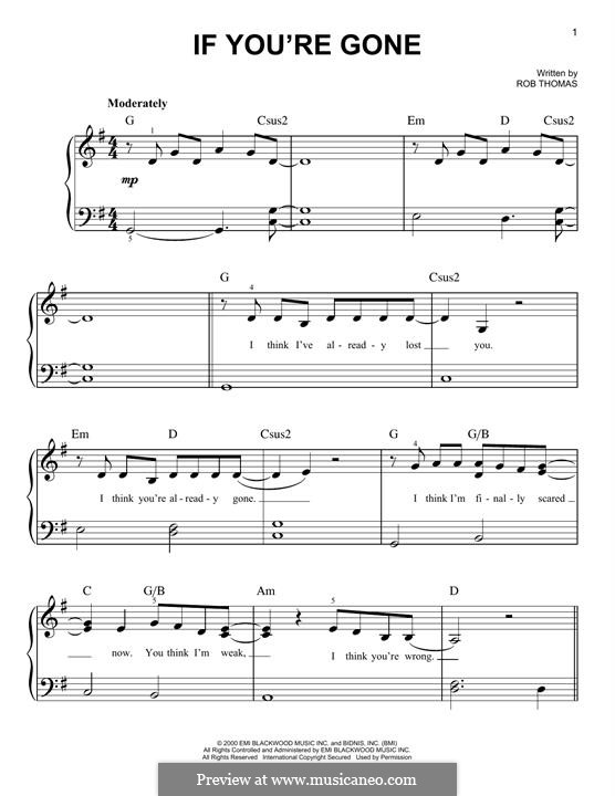 If You're Gone (Matchbox Twenty): For piano by Rob Thomas