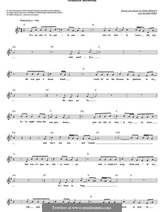 Tequila Sunrise (The Eagles) by D. Henley, G. Frey on MusicaNeo