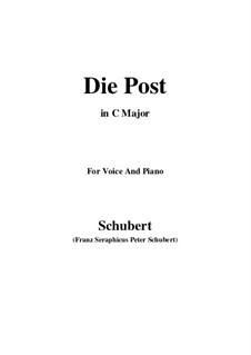 No.13 Die Post (The Post): For voice and piano (C Major) by Franz Schubert