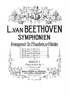 Symphonies No.1-5, Op.21, 36, 55, 60, 67: Version for two pianos four hands – piano I part by Ludwig van Beethoven