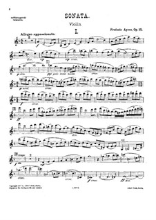 Sonata for Violin and Piano, Op.15: Solo part by Frederic Ayres