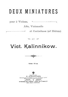 Two Miniatures for String Quartet and Double Bass (ad libitum): Violin I part by Viktor Kalinnikov