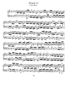 Prelude and Fugue No.14 in F Sharp Minor, BWV 859: For piano by Johann Sebastian Bach