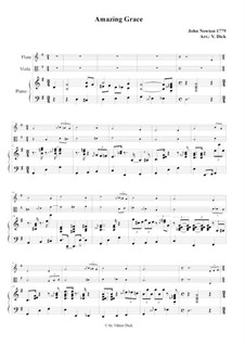 For trio instruments: For flute, viola and piano by folklore