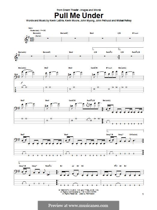 Pull Me Under (Dream Theater): For bass guitar with tab by Mike Portnoy, John Petrucci, John Myung, James LaBrie, Kevin Moore