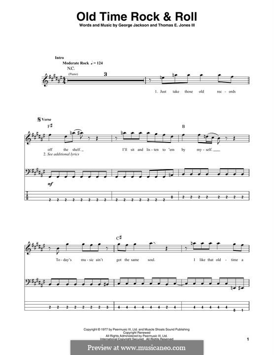 Old Time Rock and Roll: For bass guitar with tab by George E. Jackson, Thomas Jones III