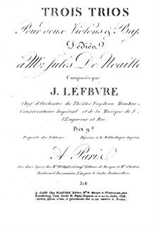 Three Trios for Two Violins and Cello: Violin I part by Joseph Lefèbvre