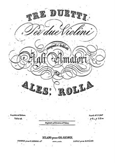 Three Duos for Two Violins, BI 151, 178, 207: Three Duos for Two Violins by Alessandro Rolla