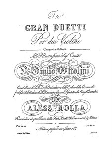 Three Grand Duos for Two Violins, BI 155, 212, 201: Parts by Alessandro Rolla