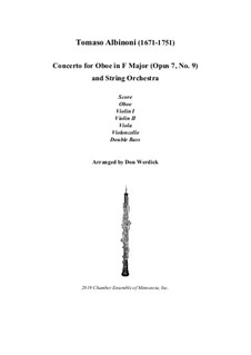 Concerto No.9 in F Major: For oboe and string orchestra – score, parts by Tomaso Albinoni