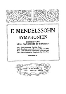 Symphony No.3 in A Minor 'Scottish', Op.56: For two pianos eight hands – piano I part by Felix Mendelssohn-Bartholdy