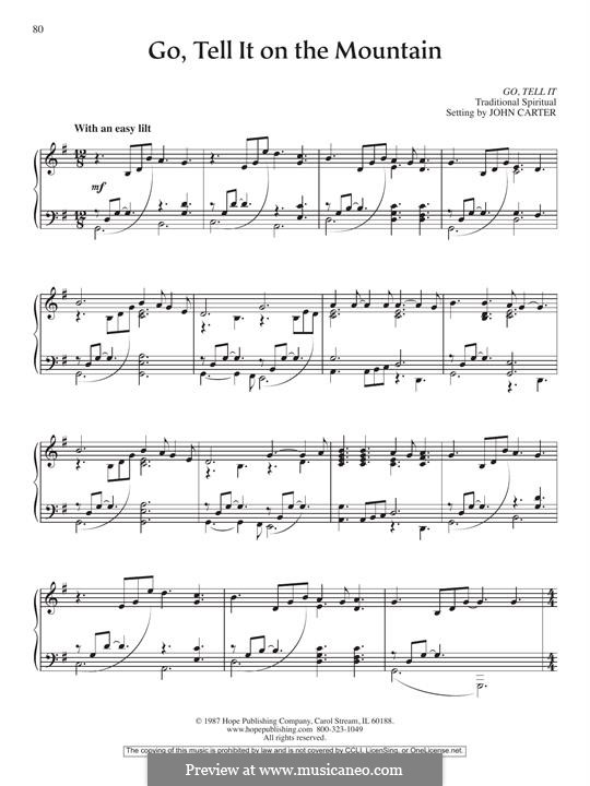 Go, Tell it on the Mountain (Printable Scores): For piano by folklore