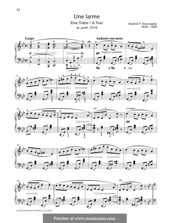 Une larme (A Tear): For piano by Modest Mussorgsky