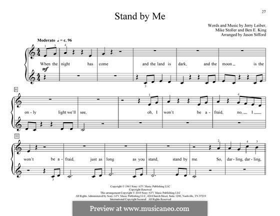 Stand By Me, for Piano: For a single performer by Ben E. King, Jerry Leiber, Mike Stoller