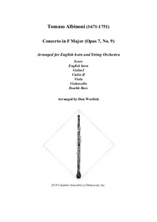 Concerto No.9 in F Major: For english horn and string orchestra – score, parts by Tomaso Albinoni