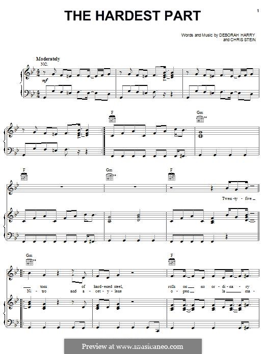 The Hardest Part (Blondie) by C. Stein, D. Harry sheet music on MusicaNeo