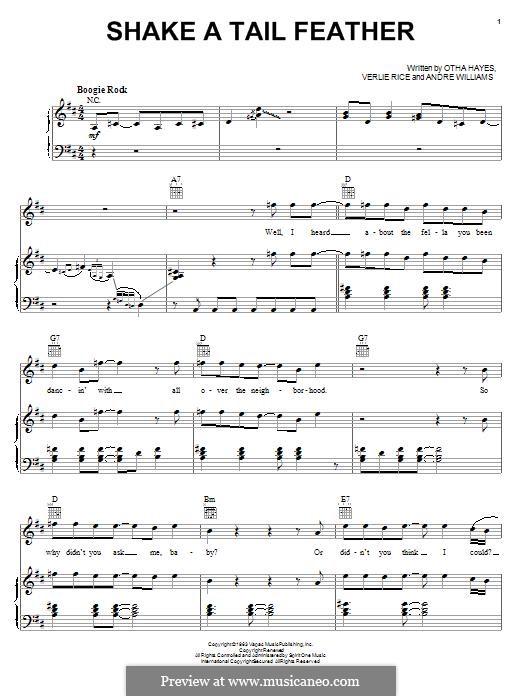 Shake a Tail Feather (Ray Charles) by A. Williams, O. Hayes, V. Rice on MusicaNeo
