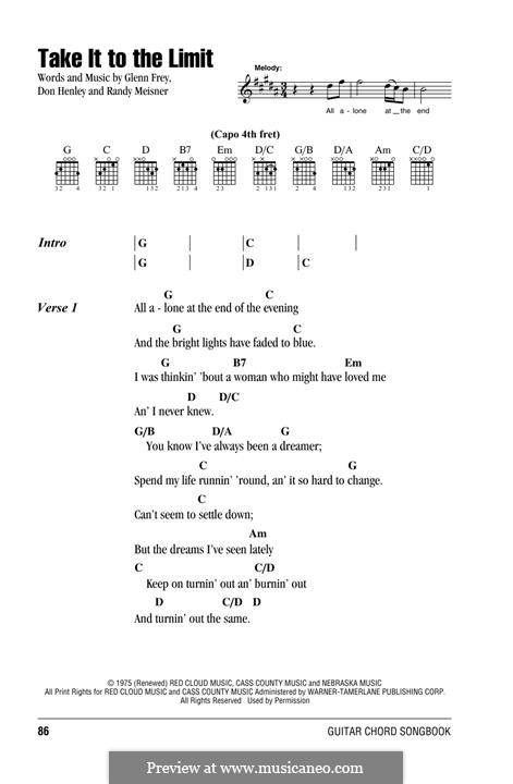 Take It to the Limit (Eagles): Lyrics and chords by Don Henley, Glen Frey, Randy Meisner