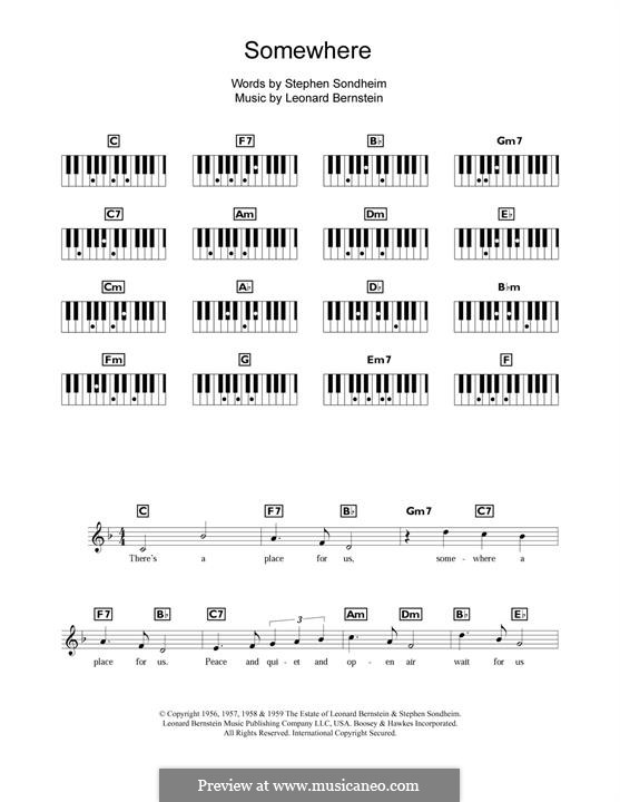 Somewhere (from West Side Story): Melody line by Leonard Bernstein