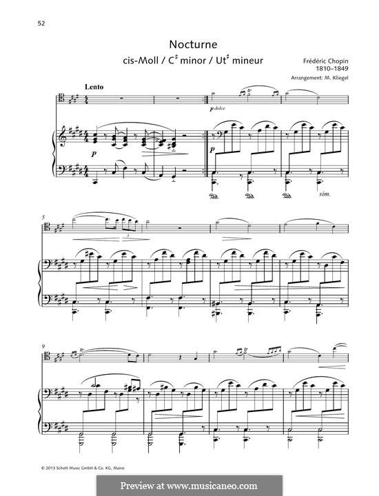 Nocturne in C Sharp Minor, B.49 KK IVa/16: For violin and piano by Frédéric Chopin