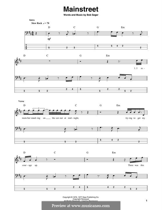 Mainstreet by B. Seger sheet music on MusicaNeo