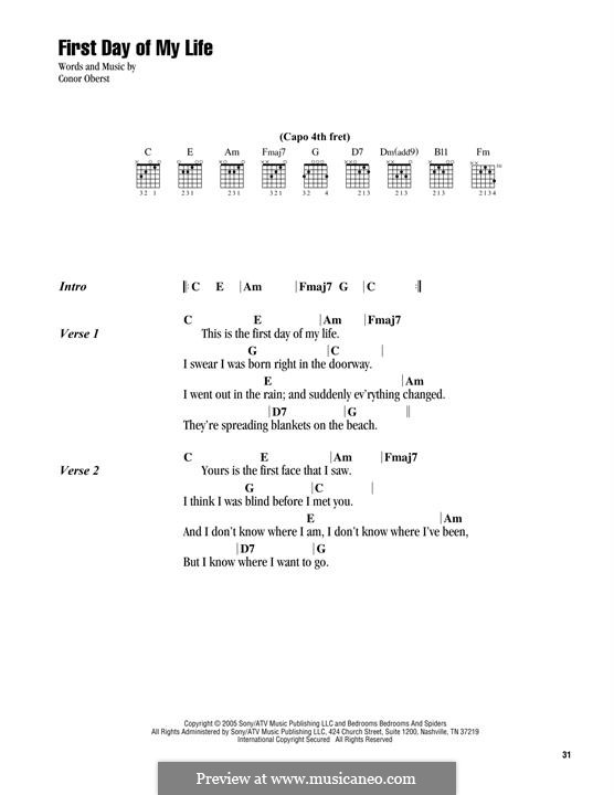 Bright eyes first day of my life Day of my life, Bright