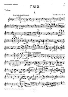 Piano Trio in B Flat Minor, Op.5: Violin part by Emil Bohnke