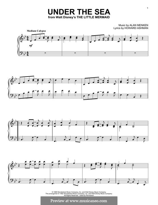 Under The Sea From The Little Mermaid By A Menken On Musicaneo
