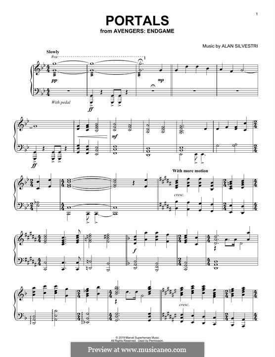 Portals (from Avengers: Endgame): For piano by Alan Silvestri