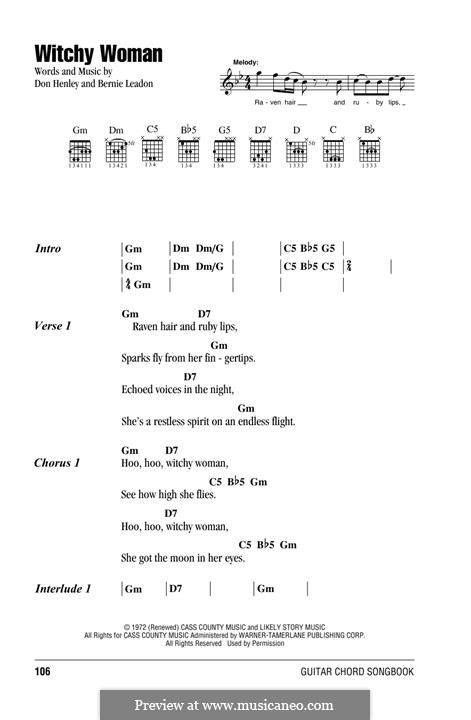 Witchy Woman (Eagles): Lyrics and chords by Bernard Leadon, Don Henley