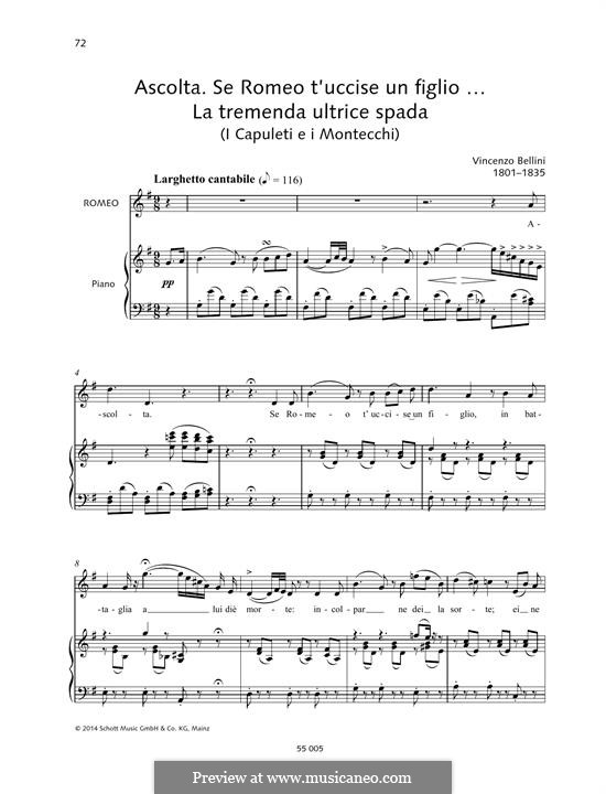 I Capuleti e I Montecchi (The Capulets and The Montagues): Se Romeo t'uccise un figlio... La tremenda ultrice spada by Vincenzo Bellini